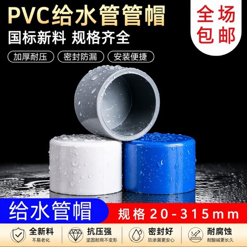 PVC给水管管帽 管堵 闷头 堵头20 25 32 40 50 63 75 90 110 160