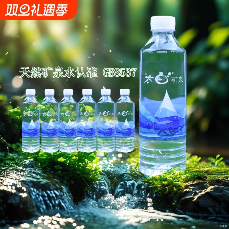 太白天然水偏硅酸矿泉水500ml24瓶箱源自地下岩层裂隙活泉PH