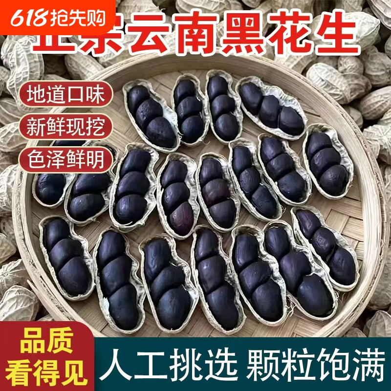 云南特产富硒黑花生官方旗舰店带壳花生新货新鲜特产现挖袋装健康