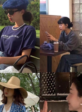 复古施家珍珠项链女高级感锁骨颈链轻奢网红博主同款玻璃珠项链女