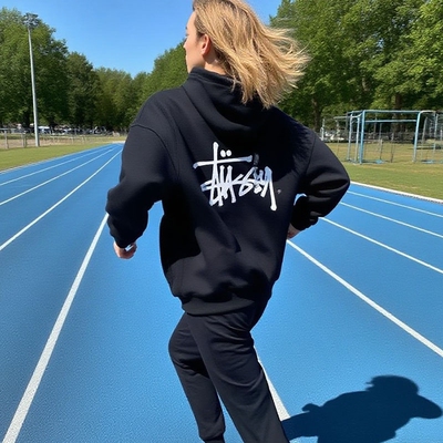 潮牌斯图西Stu卫衣连帽刺绣外贸运动上衣冬加绒白色毛圈黑色灰色