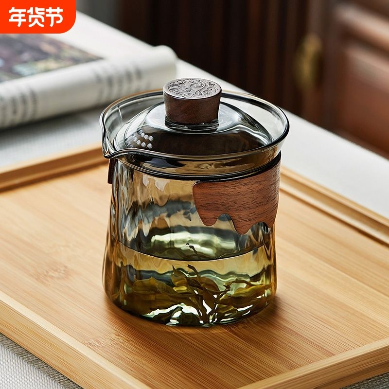 防烫玻璃盖碗过滤茶壶茶杯套装红茶泡茶器茶碗一人茶具单壶手抓壶,餐饮具,功夫茶具,淘宝优惠券,粉丝福利购,淘宝优惠卷