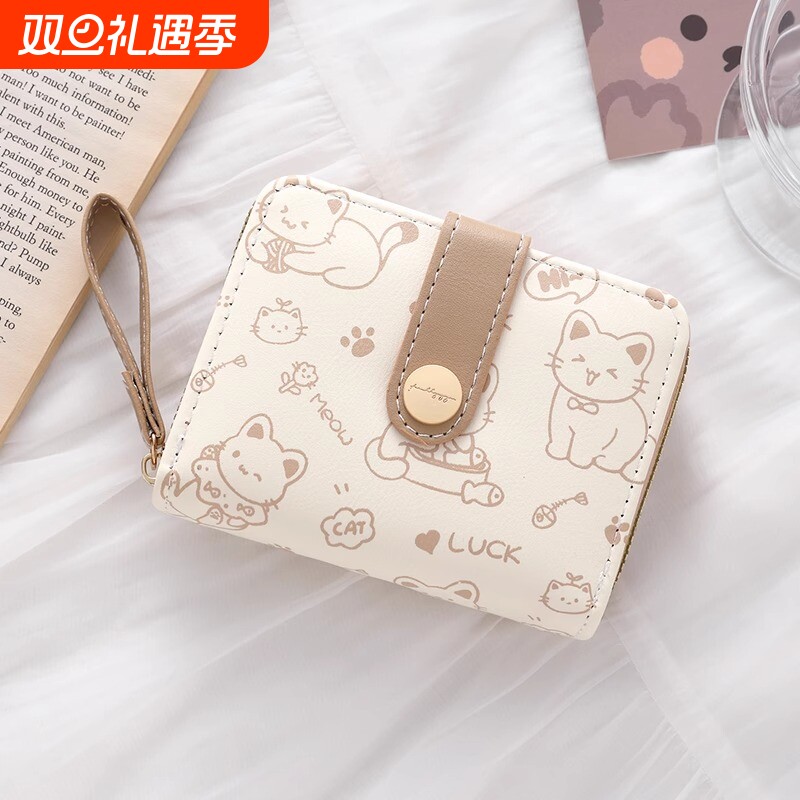 日式钱包女短款薄小巧折叠学生钱夹2025新款可爱小众零钱卡包证件