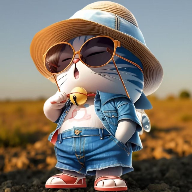 哆啦A梦3d创意休闲汽车电动贴纸室内房间墙面行李箱冰箱防水自粘