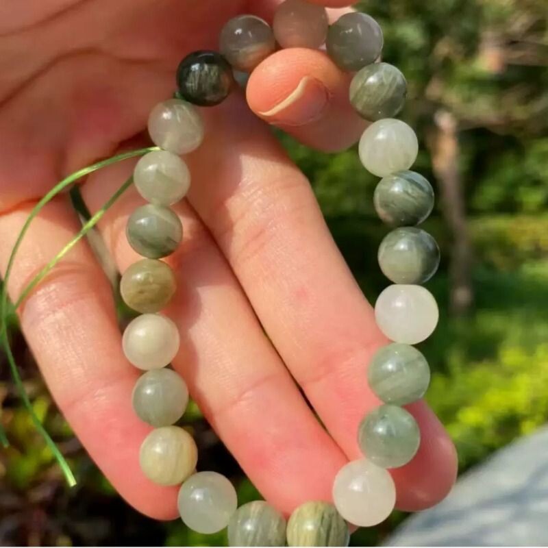 天然绿兔毛水晶单圈手串男女同款简约小清新送朋友闺蜜礼物小众