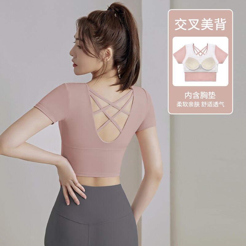 瑜伽服女夏短袖上衣2024新款图片