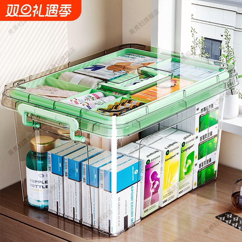 多层药箱收纳盒医药箱家用家庭装大容量药物药品收纳箱手提医疗箱