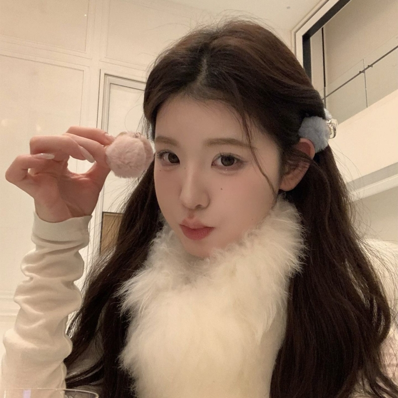 懒兔毛小抓夹秋冬毛绒夹子头饰高级感半扎发马尾夹可爱毛球发夹女