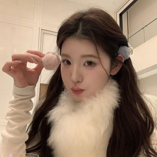 小抓夹秋冬毛绒夹子头饰高级感半扎发马尾夹可爱毛球发夹女短发