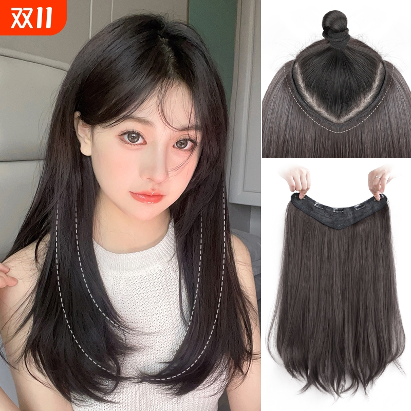 假发片一片式u型微卷假发女长发中长发直发量接发片贴片真发头发