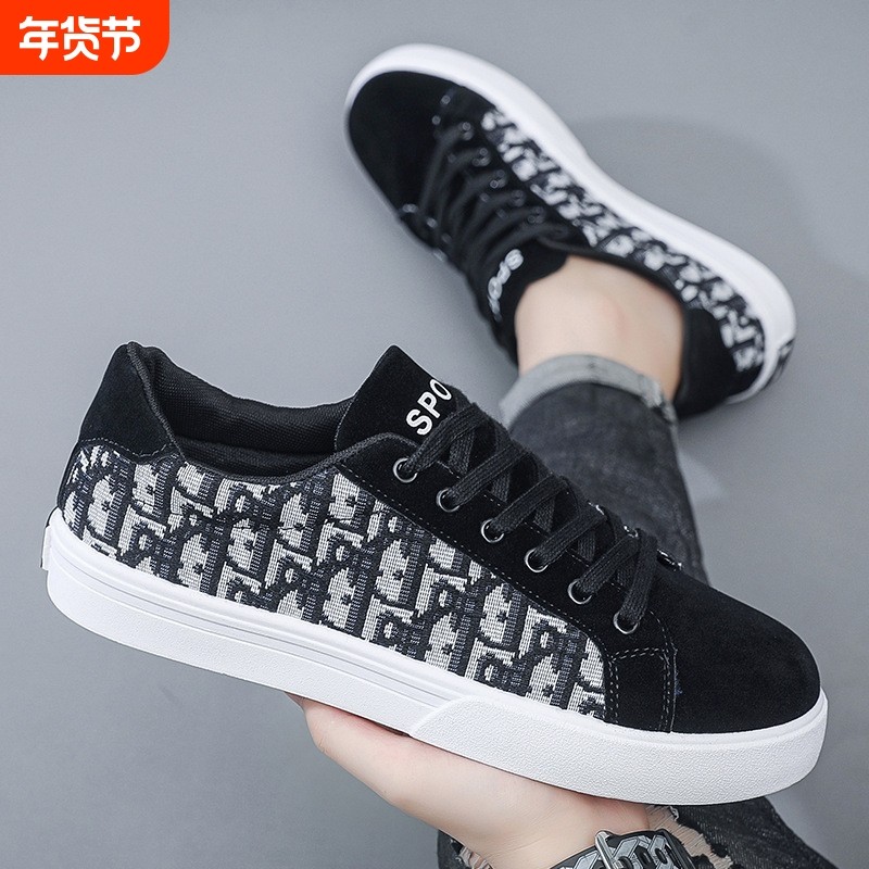 2026新款男鞋帆布鞋板鞋潮流运动系带休闲鞋新款百搭厚底休闲鞋子