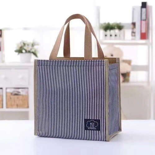 条纹保温袋铝箔加厚手提袋大容量饭盒袋便当包上班族餐包袋子
