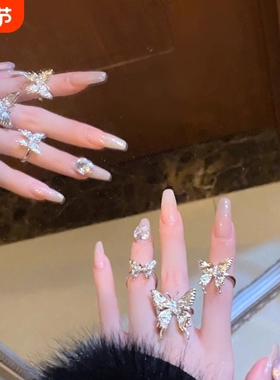 戒指女2025年新款潮小众设计高级感时尚个性蝴蝶结开口食指戒尾戒