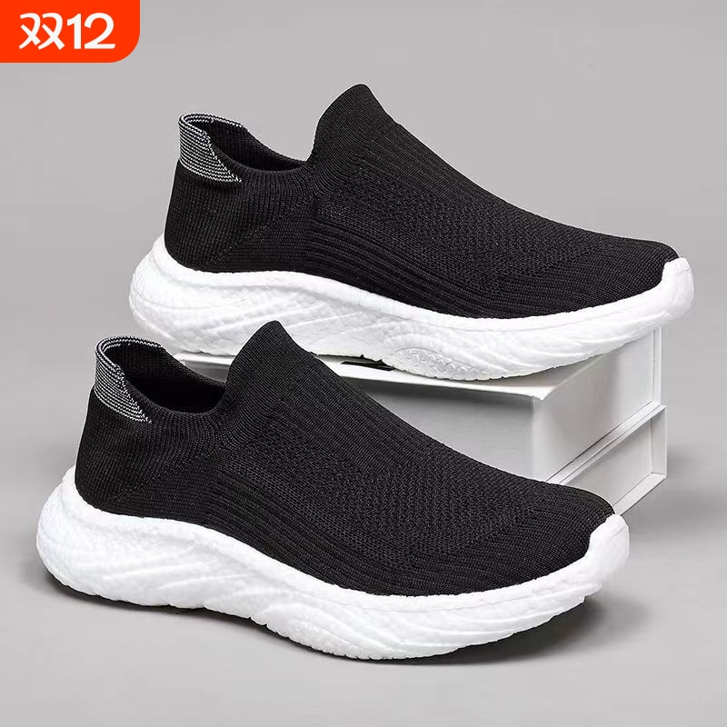 男鞋一脚蹬袜子超软运动鞋高档百搭轻便休闲鞋