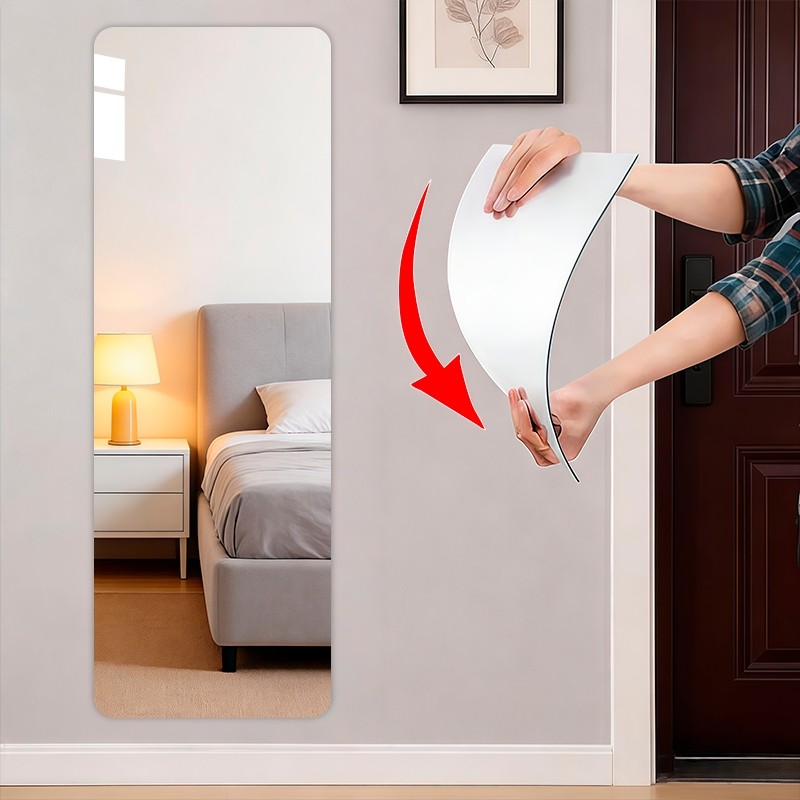 亚克力软镜子贴墙自粘穿衣镜全身家用试衣镜高清镜面贴挂墙衣柜