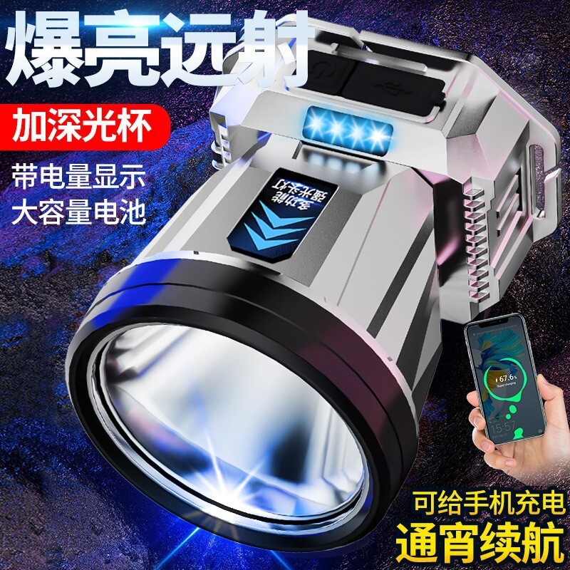 公牛头戴式手电筒户外夜钓矿灯图片