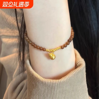黄金色葫芦手链女转运珠优化焦糖和田玉手串送女友生日礼物