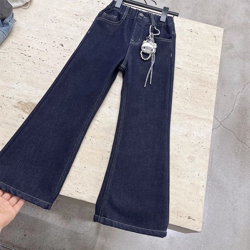 儿童加绒显瘦加厚喇叭裤子