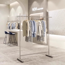 服装店不锈钢拉丝落地式挂衣架女装店中岛货架展示架陈列道具移动