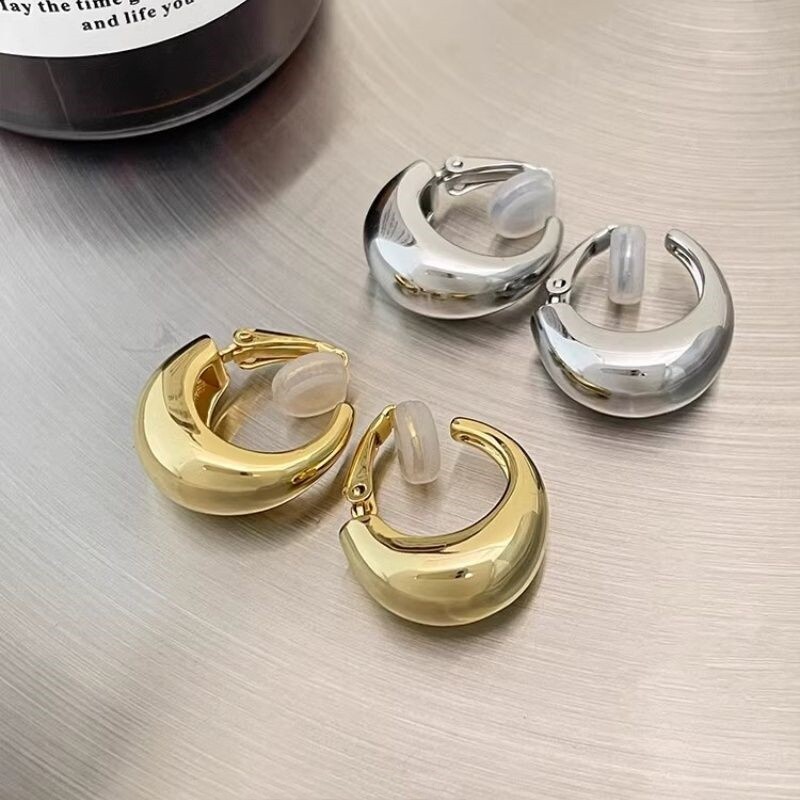 巨隐形!素圈金属耳圈无洞耳夹女高级感无痛纯银耳钉2024新款耳饰