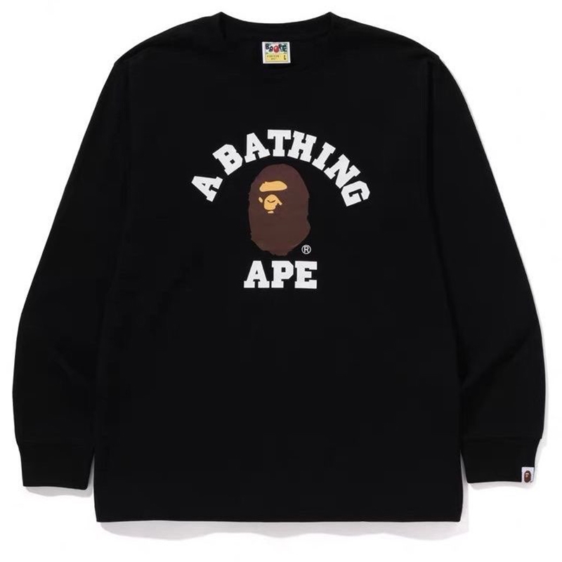 潮牌APE长袖T恤纯棉300g重磅高版本SHARK BAPE猿人迷彩打底衫亲子