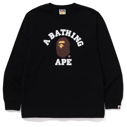 潮牌APE长袖T恤纯棉300g重磅高版本SHARK BAPE猿人迷彩打底衫亲子