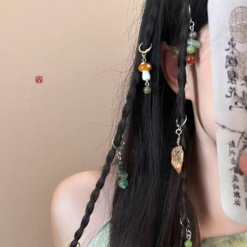 新中式长辫子小巧流苏发夹女夏天小众设计发夹可爱森系民族风发饰