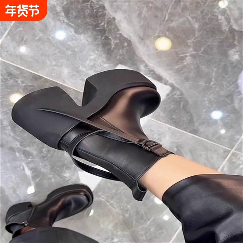 高档超高跟9CM马丁靴女2025秋冬新款小个子厚底增高短靴粗跟加