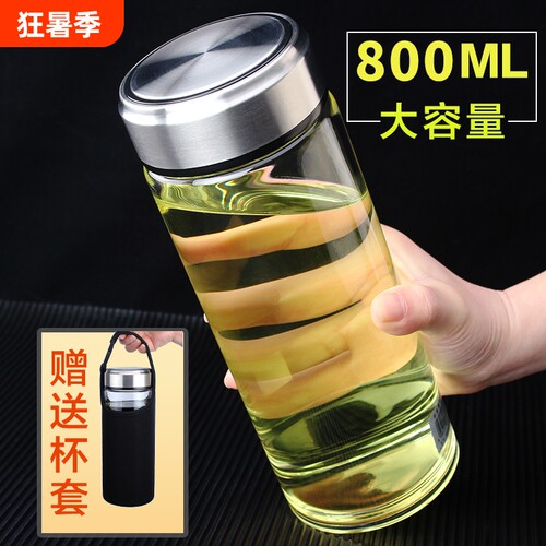 伊萨卡单层玻璃水杯玻璃杯加厚带盖耐高温大容量泡茶家用高硼硅