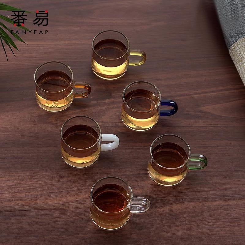 杯子/玻璃/茶/小A1pn0-耐热透明功夫茶杯带把家用加厚品茗杯
