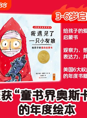 正版我遇见了一只小灰狼3~6岁爱的启蒙经典凯迪克大奖绘本1本神奇的无字书1001种讲法听孩子讲爱的故事小弟