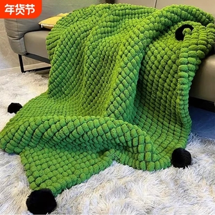 大球球线毛毯手工编织坐垫毯子diy材料包打发时间钩织盖毯粗毛线