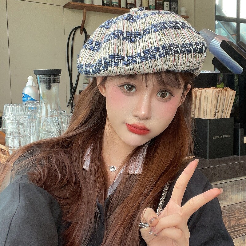 时髦个性牛仔贝雷帽女潮ins春秋薄款街拍时尚网红显店铺装饰逼真