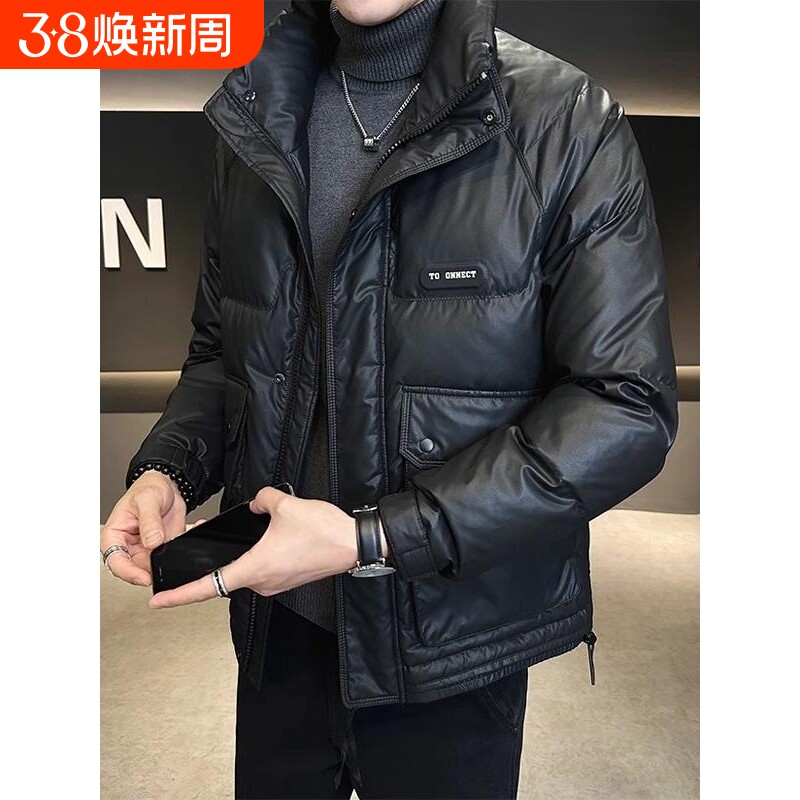 户外韩版羽绒服男士冬季新款2025潮牌休闲保暖加厚立领短款鸭绒外