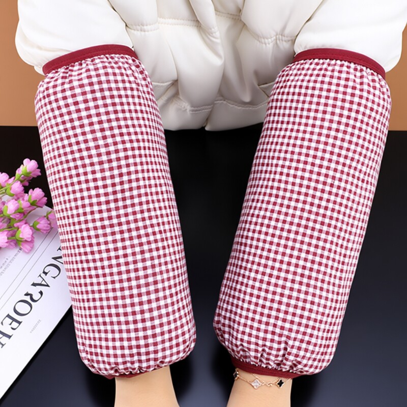 新款格子袖套秋冬套袖女款工作男羽绒服护手袖头黑白蓝色耐磨防污