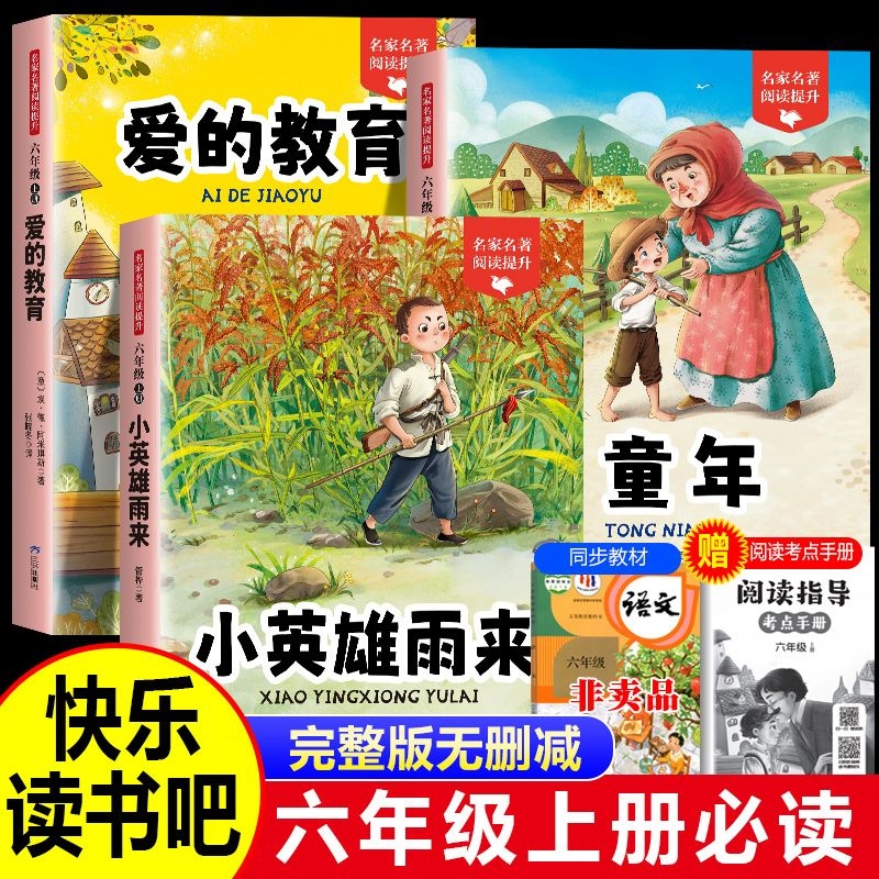 快乐读书吧六年级上册童年高尔基原著爱的教育和小英雄雨来管桦全套书