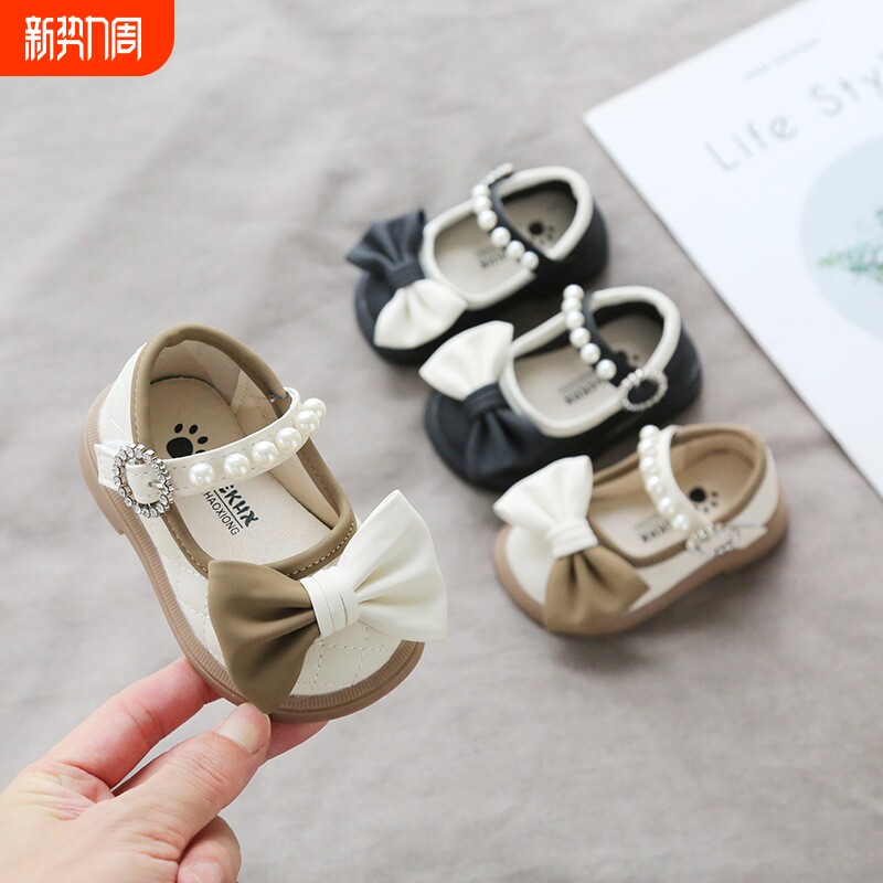 春秋宝宝学步鞋公主小皮鞋单鞋婴儿女童小童鞋珍珠幼儿鞋透气防滑