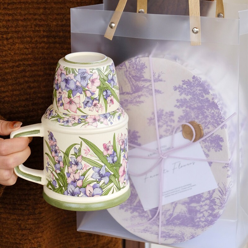 复古轻奢咖啡杯精致陶瓷杯高颜值小众马克杯闺蜜生日礼物伴手礼盒