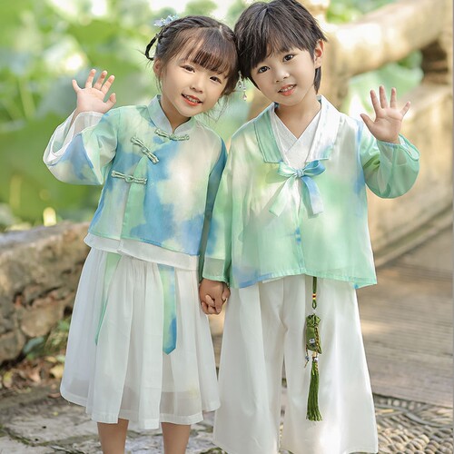 儿童国学服汉服男童夏季中国风演出服女童六一唐装小学生书童古装