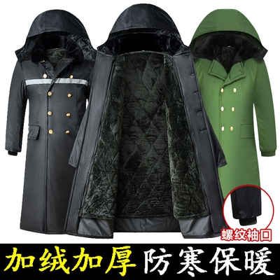 军大衣冬季加绒加厚过膝长款冷库防寒棉服可拆卸男女款老式东北