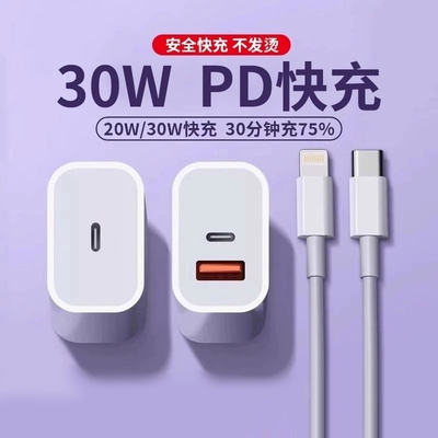 适用苹果充电头充电器PD45W双口iPhone17快充线快充头16/15Promax手机14数据线30瓦二合一13插头12原正品套装