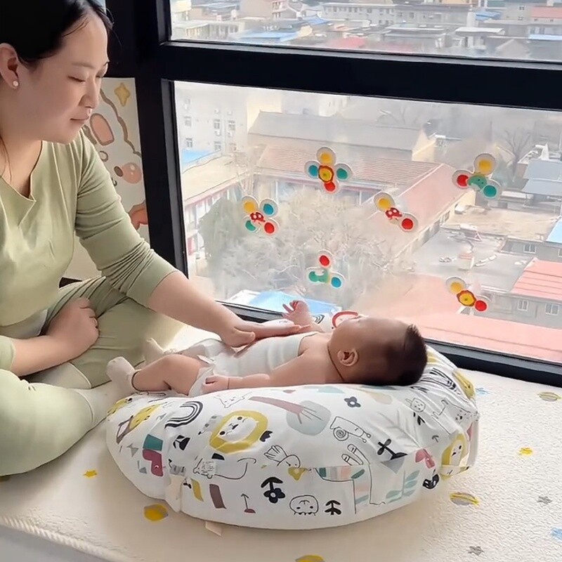 A 类纯棉宝宝躺喂二合一靠枕 新生儿斜坡喂奶枕 头轻柔承托哺乳垫