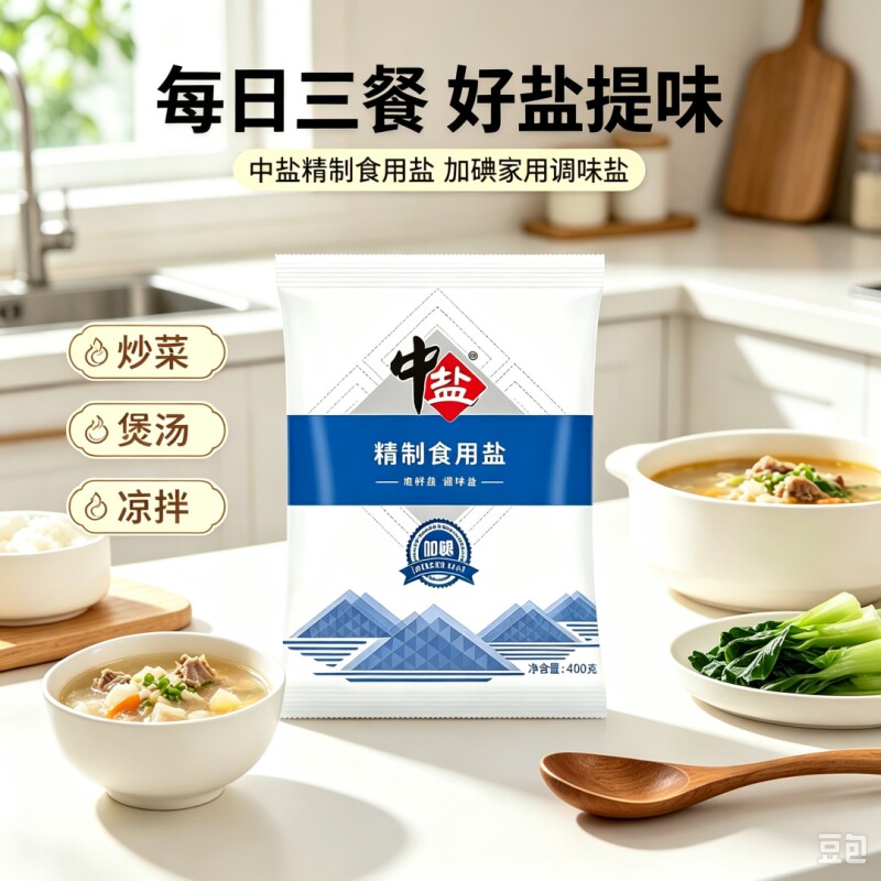 精制食用盐400g加碘食盐家用炒菜调味盐整箱批发工厂直供图片