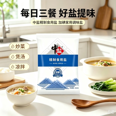 精制食用盐400g加碘食盐家用炒菜调味盐整箱批发工厂直供