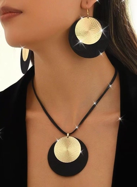 欧美夏日锁骨套装高级三件套项链首饰时尚女友个性耳环新款