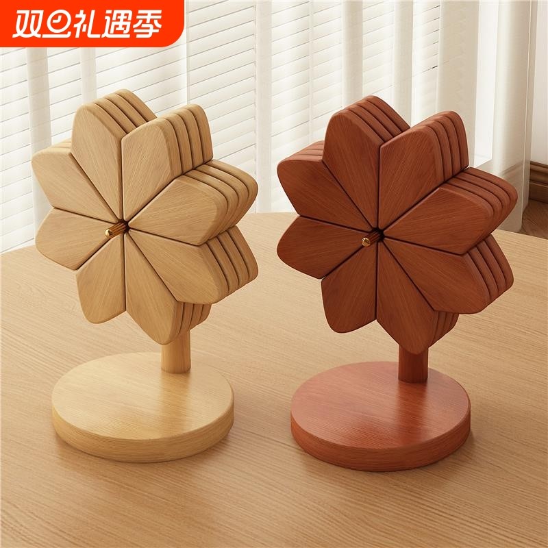 风车隔热垫竹木质餐桌防烫耐高温菜盘子碗垫创意摆件折叠锅垫杯垫