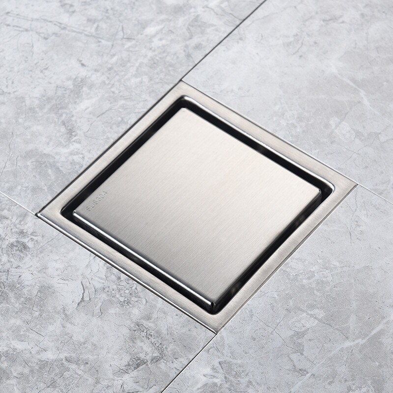 跨境金色黑色304不锈钢隐形地漏防臭卫生间淋浴房阳台110方形两