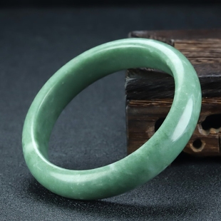 正品A货翠色旺夫真玉石手镯女款贵州翠浅绿飘花镯子学生妈妈礼品