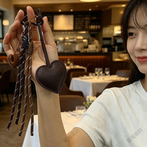 MIU系皮质爱心包挂件钥匙扣