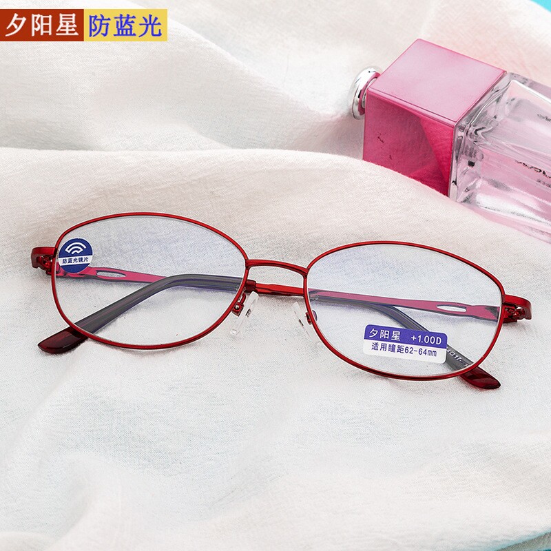 时尚新款防蓝光老花镜女士酒红全框架眼镜老花镜老视眼镜批发